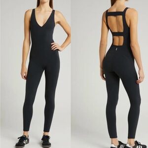 Free People Black FP Movement Never Better Strappy Back Jumpsuit Size Large
